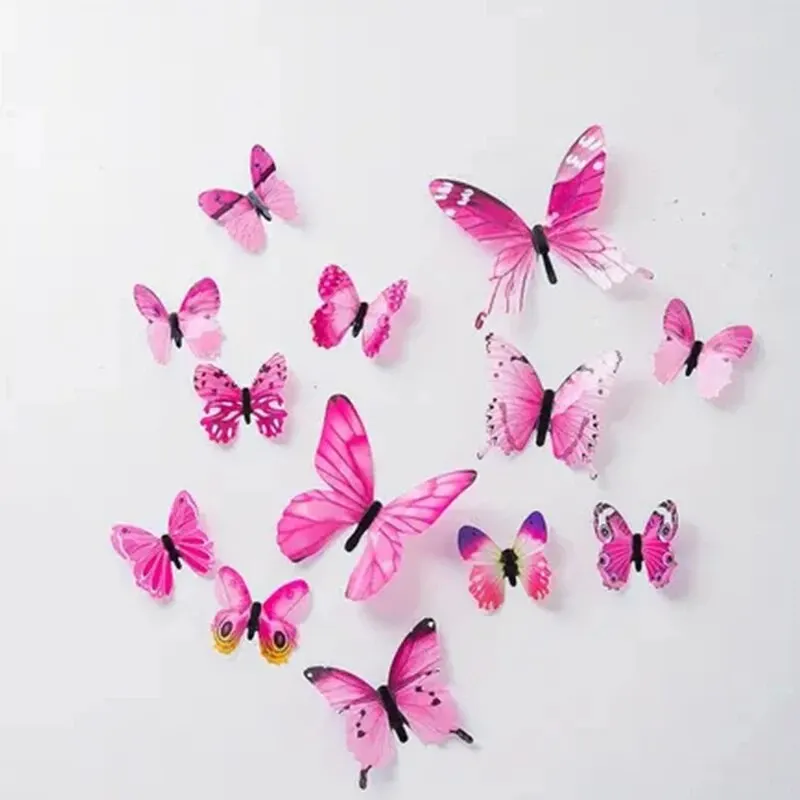 Butterfly Wall Decor 12 Sets 1 Gift Three-Dimensional Attachment Refrigerator Attachment Color Print Living Room Home