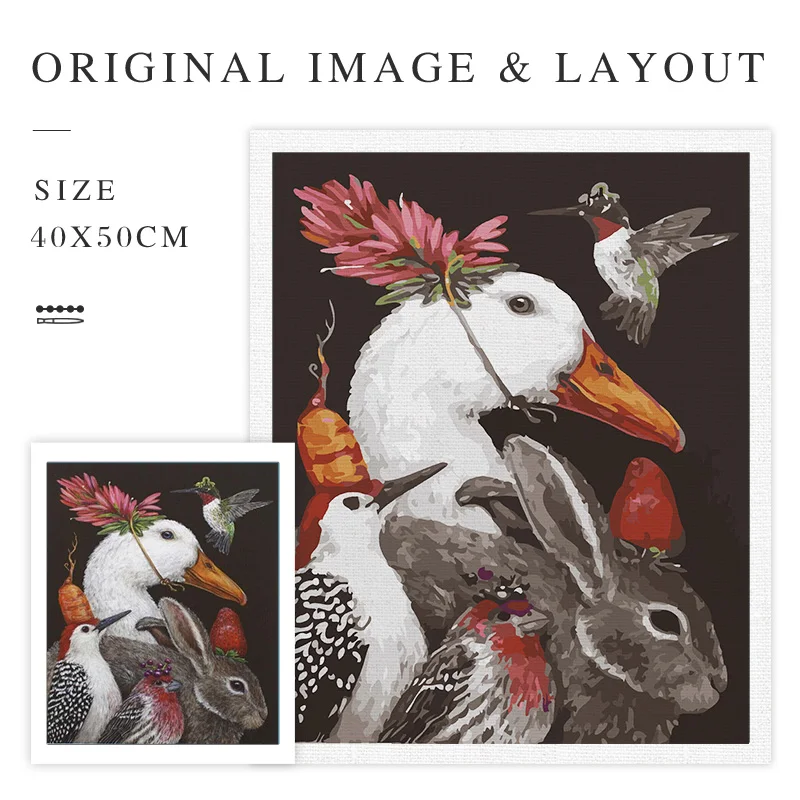 GATYZTORY Picture By Number Rabbit Bird Duck Kits Handpainted Oil Painting By Numbers Animal Drawing On Canvas Home Decoration A
