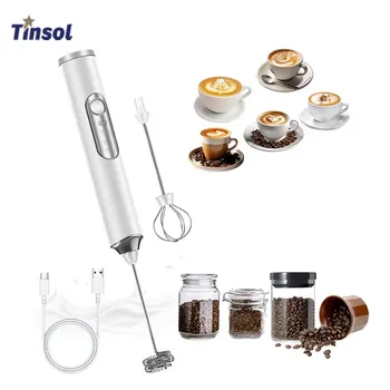 TINSOL Electric Milk Frother Mini Handheld Wireless Power Type-C Charging Convenience Coffee Milk Whipping Kitchen Whisk 1