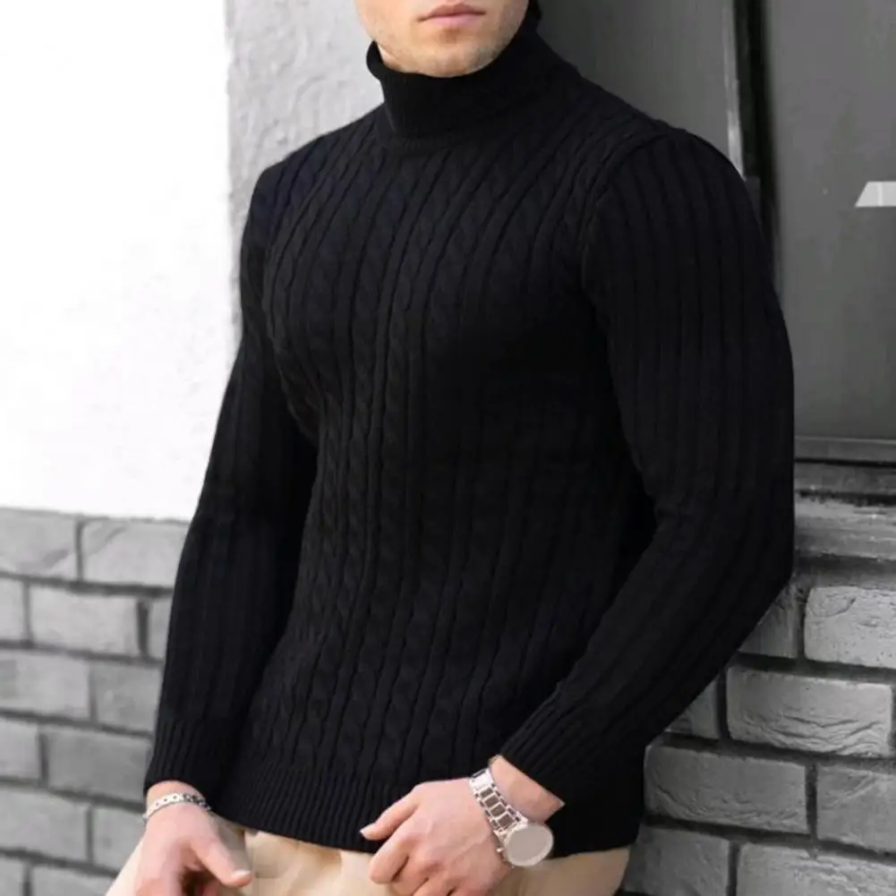 

Men Long Sleeve Sweater Classic Men's Turtleneck Sweater Solid Color Long Sleeve High Neck Winter Top for Autumn Basic for Cold