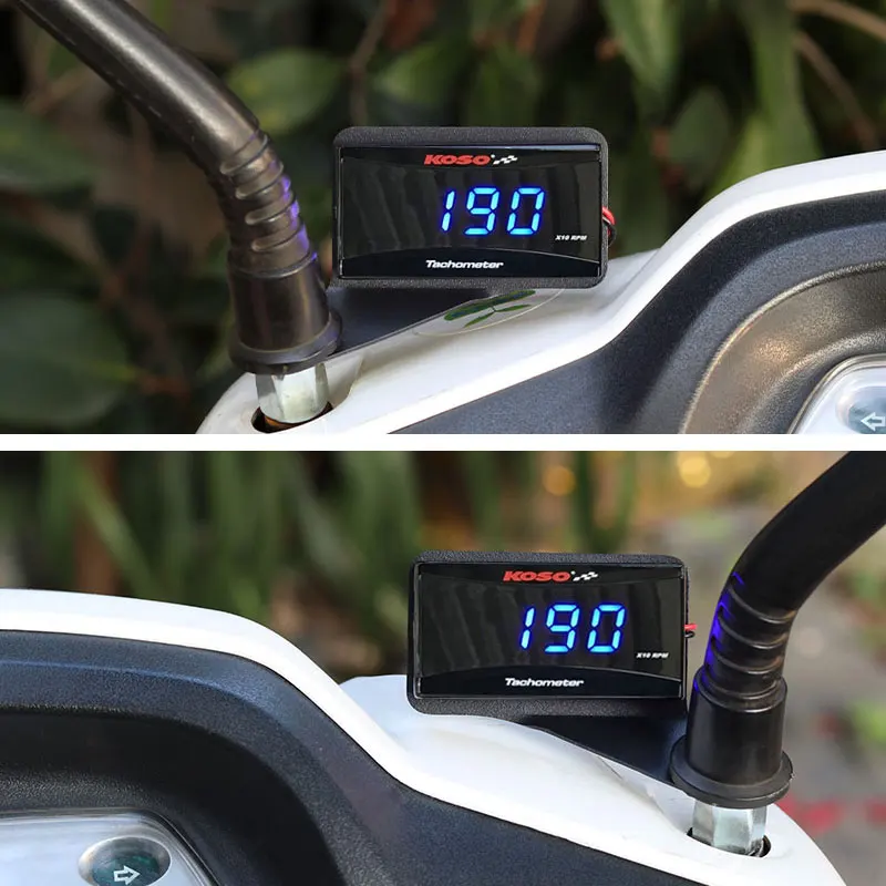 Koso Mini RPM Meter Digital Square LCD Display Engine Tach Hour Meter Tachometer Gauge for BMW YAMAHA KAWASAKI Racing Motorcycle