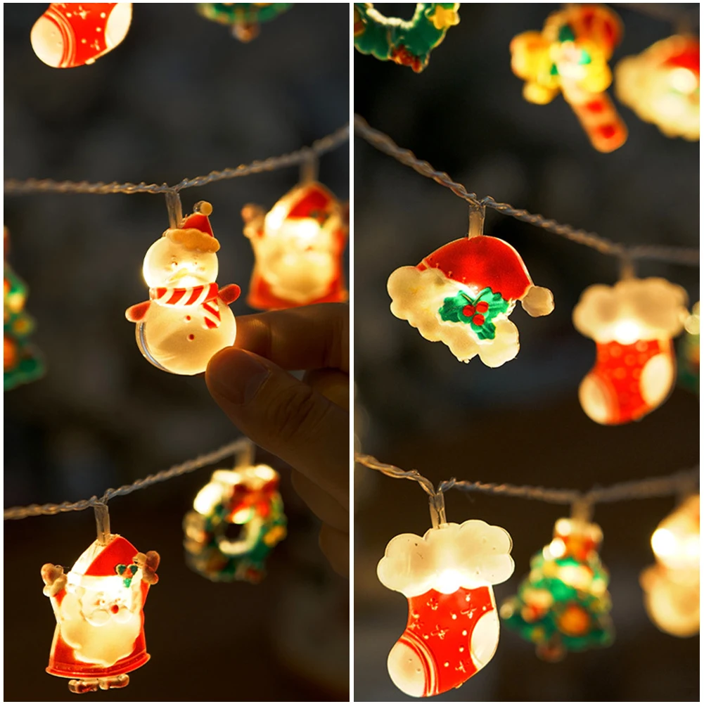 1.5m/3m/6m Battery-powered String Light Battery Powered Led Santa Claus Snowman String Lights for Christmas Party Decorations