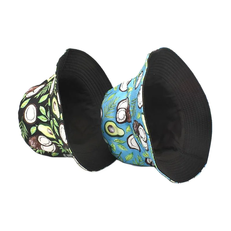 New Unisex Classic Panama Bucket Hat Summer Outdoor Sun Hat Coconut Pattern Women's Cap Men Women Wear Fruit Style