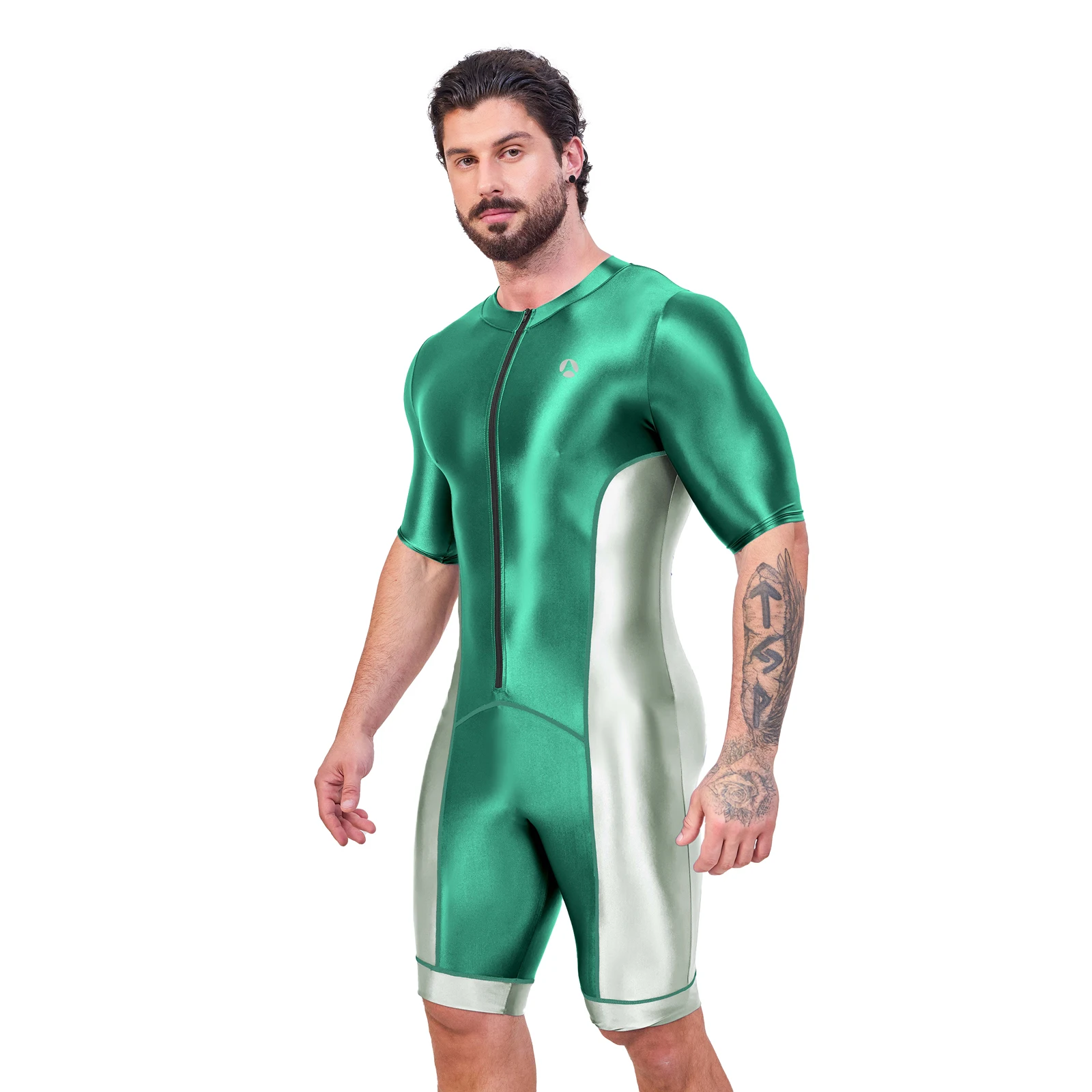 AMORESY Gladius Series Front Zipper Short-sleeved Spandex Sports Knee Length Romper Unitard Jumpsuit Fitness Swimwear Swimsuit 6