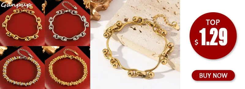 GANPUP 316L Edelstahl Metall Gold Farbe Kubanischen Handgelenk Kette Aussage Armband Armreif Mode Wasserdicht Schmuck Bijoux Femme – Detail 1