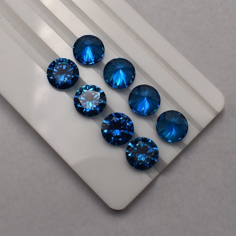 Large Sea Blue Sapphire Round Shape AAAA+ 12.0mm 6.0Ct Loose Gemstone DIY For Jewelry Making