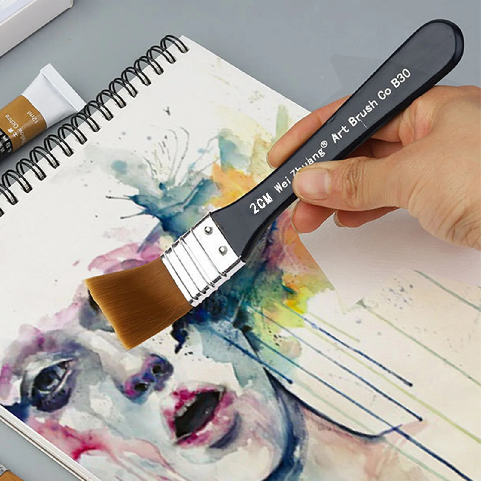 Artist Flat Paint Brush Large Wash Brush Set Nylon Hair for Gesso Varnishes Acrylic Painting Watercolor Wall 1/7PCS Art Supplies 6
