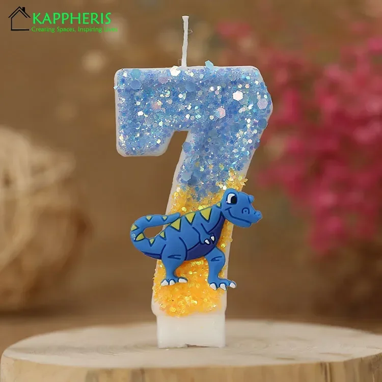 Cire Paraffine Qualité Bougie Chiffre Dinosaure Anniversaire - 14cm, Cire Paraffine, Décoration Gâteau Thème Enfant Bougie 1
