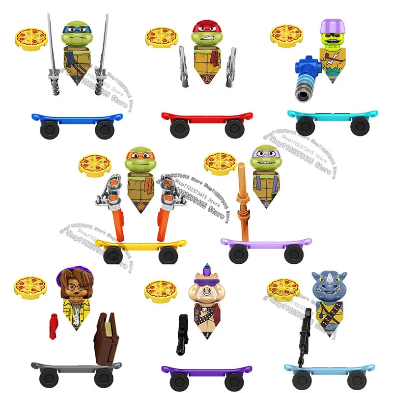 Kf6196 Kf6125 Tmnt Anime Bricks Mini Action Toy Figures Ninja Turtle Bricks Leo Raph Don Doll Assemblare Building Blocks Giocattoli Per Bambini