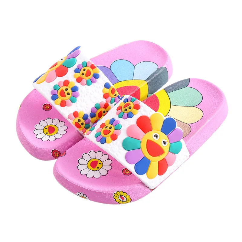 Sunflower Slippers for Girls New Summer Kids Beach Shoes Baby Toddler Soft Indoor Slippers Children Sandals 6