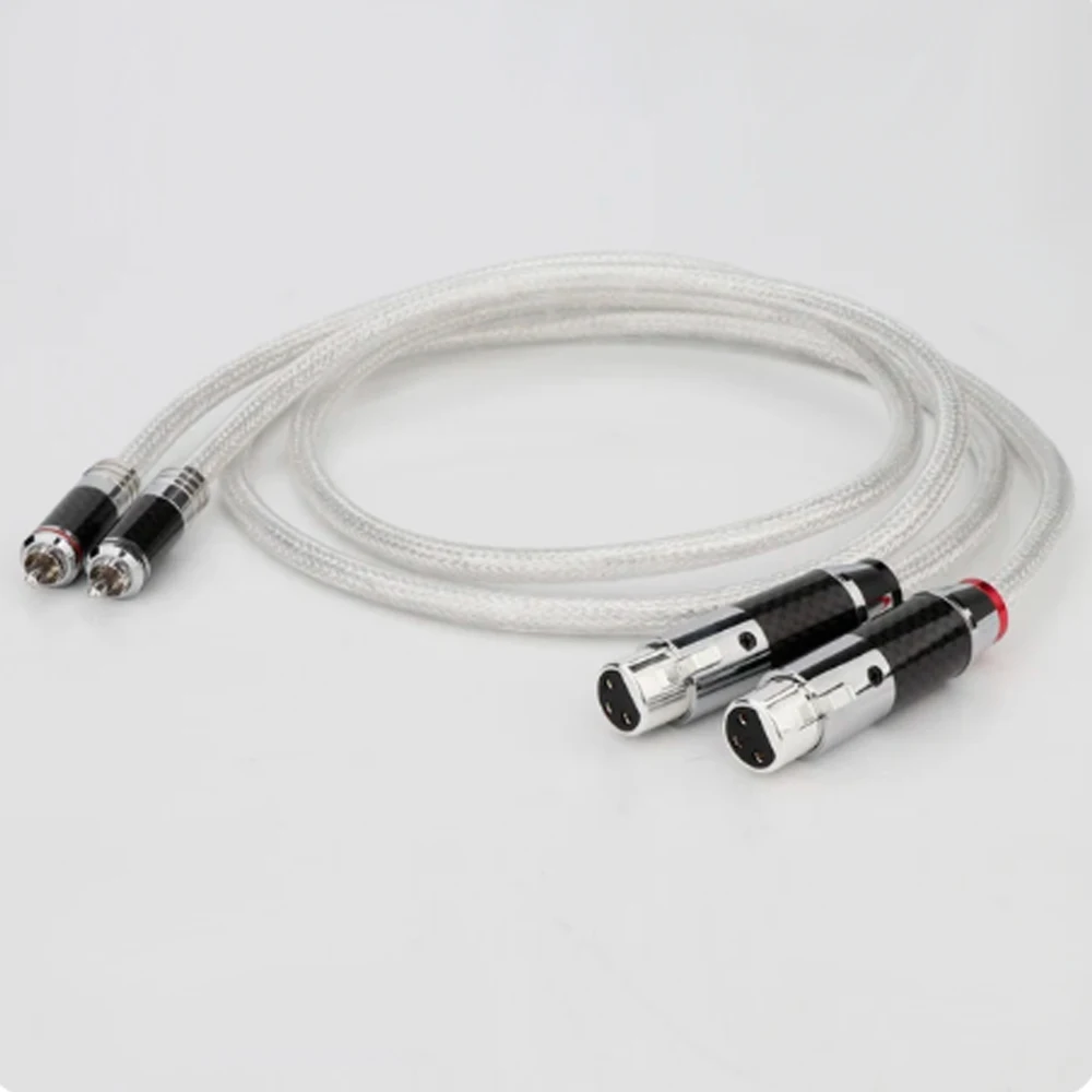 RCA-Kabel HiFi 5N Reines Silber RCA-Stecker-zu-Stecker-Kabel 18AWG Massiver PSS Reiner Silberkern RCA-Audiokabel Kohlefaser-Stecker preffair – Detail 11