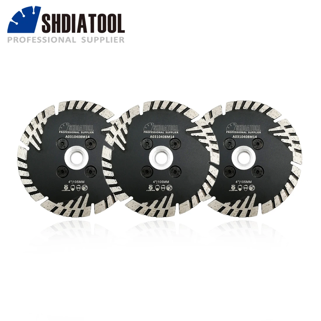 

SHDIATOOL 3 шт./pk M14 фланец 4 "/105 мм Алмазное лезвие наклонная Защита зубов режущий диск ПИЛЫ ГРАНИТ бетонный, Алмазный колесо