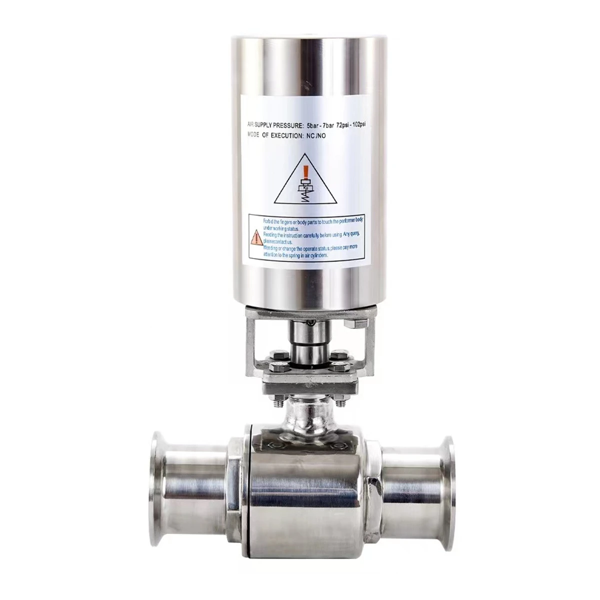 

1-1/4" Tri Clamp OD 50.5MM Pneumatic Sanitary Ball Valve Two Way Actuator Single Acting Stainless Steel 304