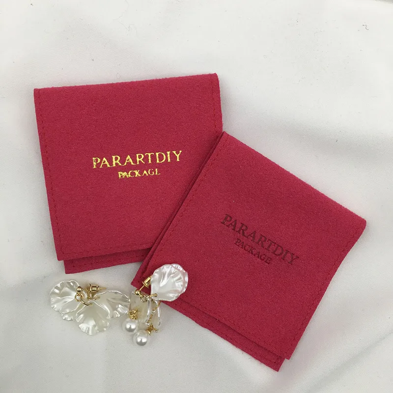 50 ivory microfiber jewelry pouch personalized jewelry bags with custom logo small envelope bag jewelry packaging pouch bulk