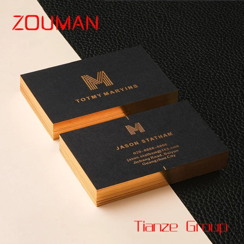 Custom , high grade black custom gold foil debossed luxury business card printing