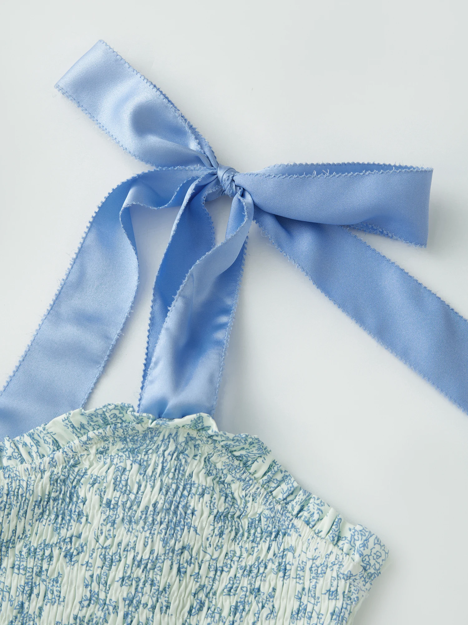 Floral Print Tie-Shoulder Maxi Dress with Smocked Sweetheart Neckline Sleeveless Backless A-line Silhouette and Tiered Ruffle