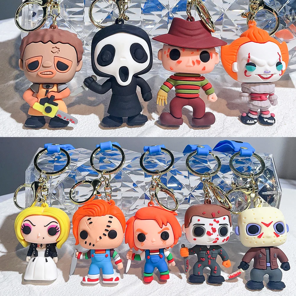 Halloween Anime Keychain Horror Series Ghost Baby Killer Keychain Ghost Baby Bride Doll Clown Back Soul Gift Kids anime keychain