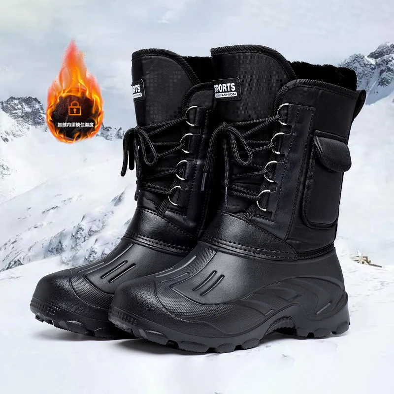 Bottes d'hiver épaisses avec doublure polaire pour pêche, chasse et randonnée par temps froid