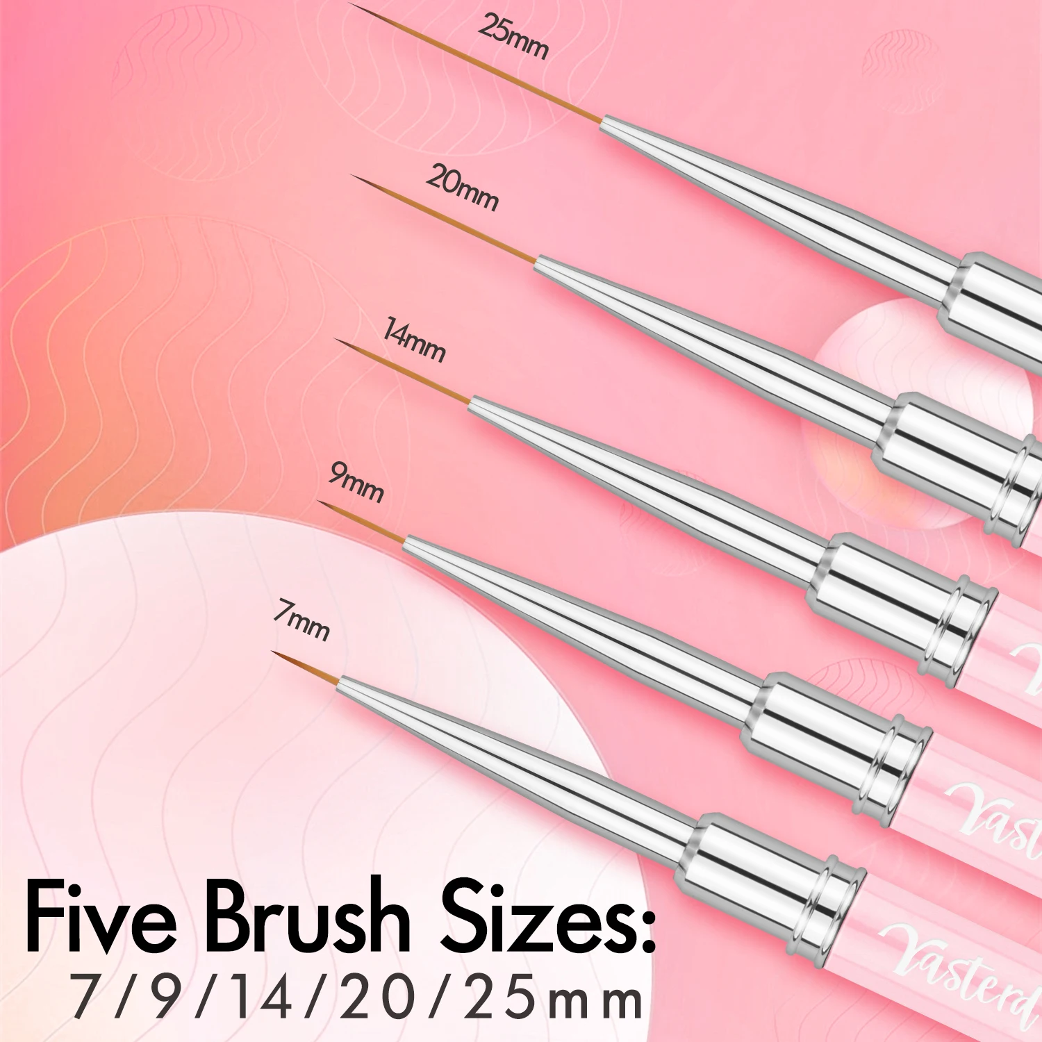 5Pcs Nail Art Liner Brushes-Pink