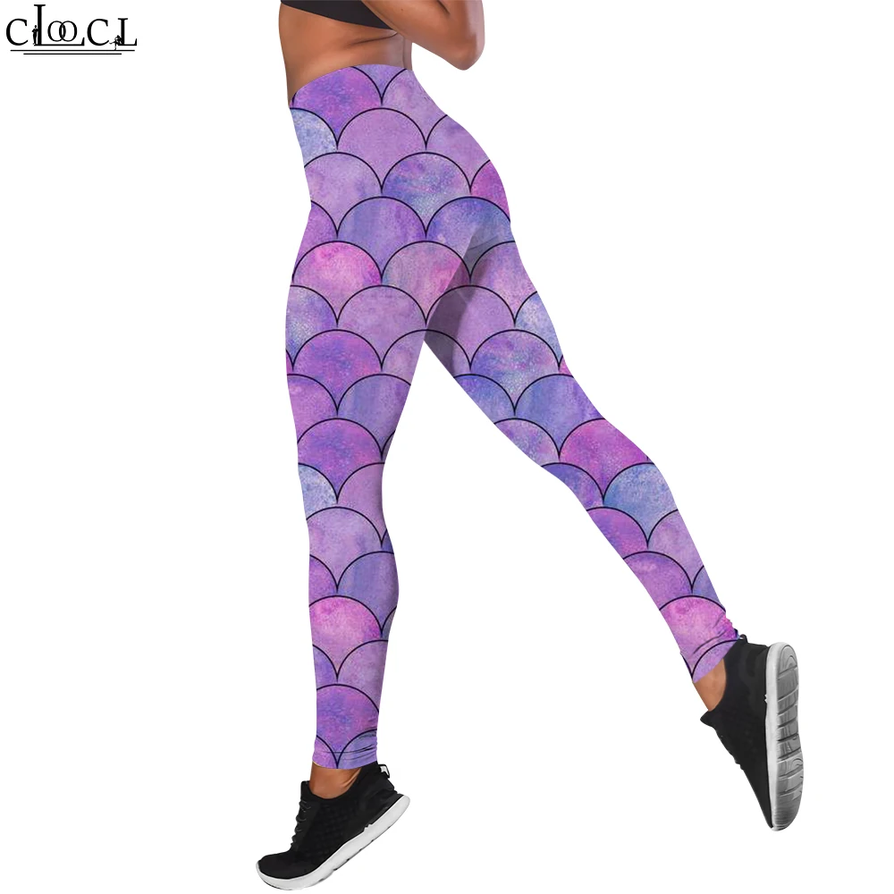 

CLOOCL Fashion New Workout Trousers Women Seamless Legging for Fitness Mermaid Print Legins Elasticity Pants Clothing