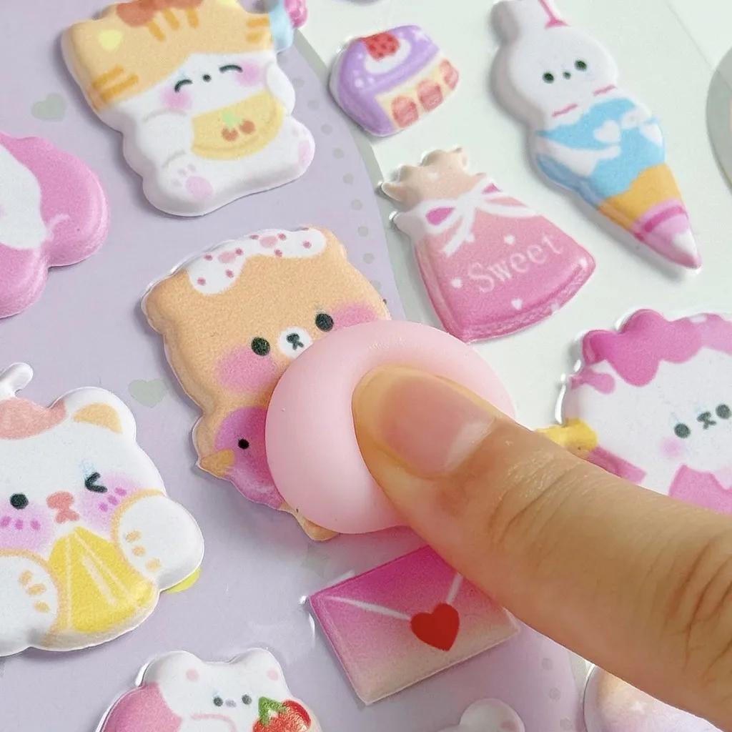 4PCS 3D 부드러운 귀여운 엉덩이 모양 3D 어린이 스티커 스퀴시 동물 토끼 곰 핸드메이드 데코 폰 케이스용 블링블링스티커스 스토어