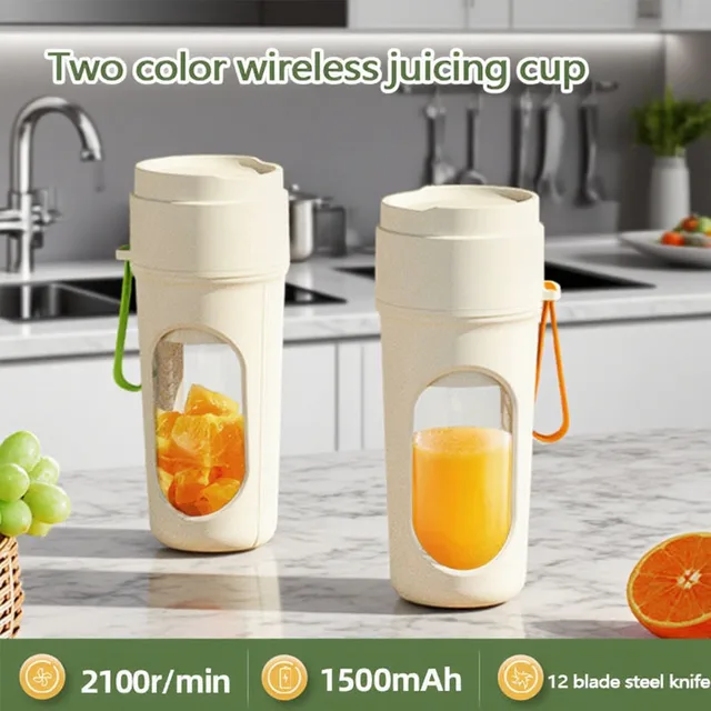 1pc Dual Cup Juicer with Dual Lids - Versatile Juice Blender for Fresh Smoothies and Nutrient-Rich Beverages - Portable and Easy 3
