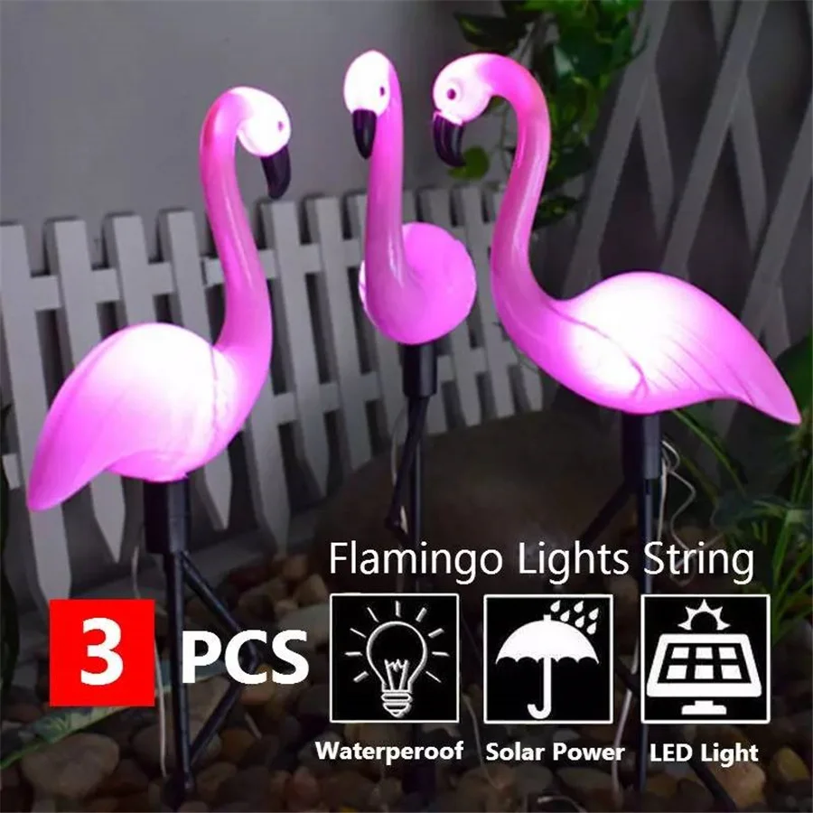 PAMNNY Solar Led Flamingo Light Outdoor Waterproof Fence Courtyard Garden Landscape Lawn Lamp Outside Christmas Decor |