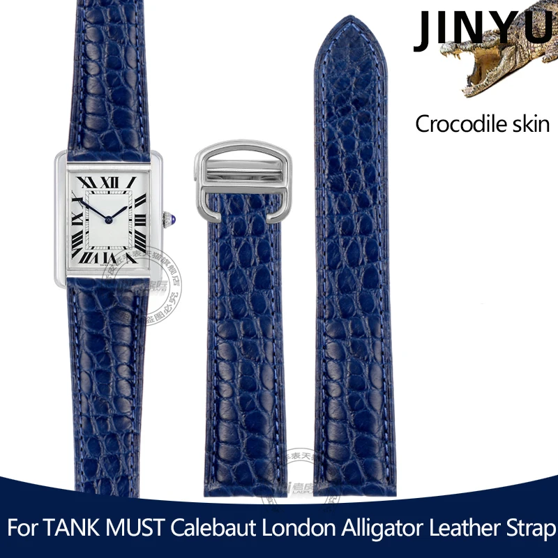 Bracciale In Pelle Di Coccodrillo Per Caitier Tank Must London Cle De Cartier Cinturino In Pelle W5200027/24 W5200005 Cinturino 18 20 22Mm