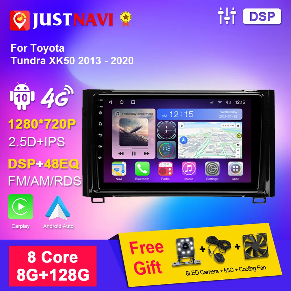 

JUSTNAVI Radio For Toyota Tundra XK50 2013 - 2020 Android 10 Multimedia GPS DSP 2 Din Atuoradio Navigation stereo Video DVD IPS