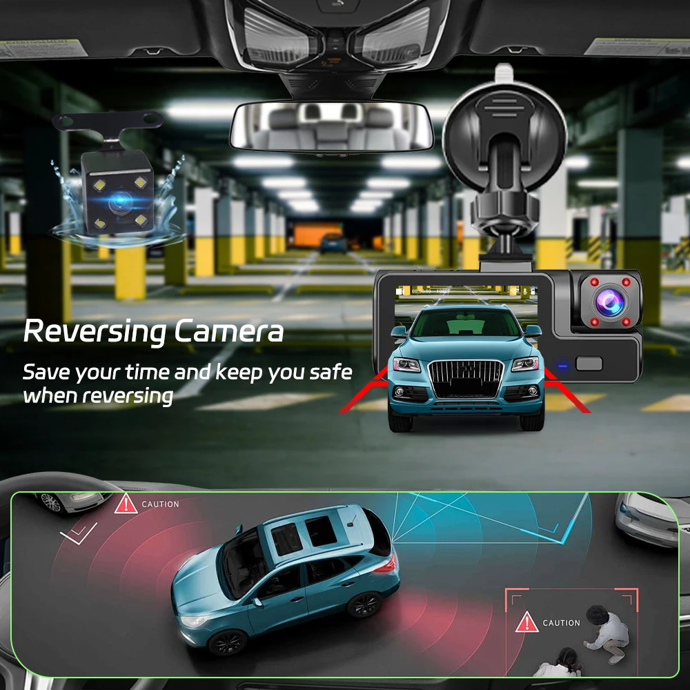Car DVR 3Camera For Car Camera 1080P Video Recorder WIFI Dash Cam Front Rear View Camera Night Vision Black Box Car Accessories