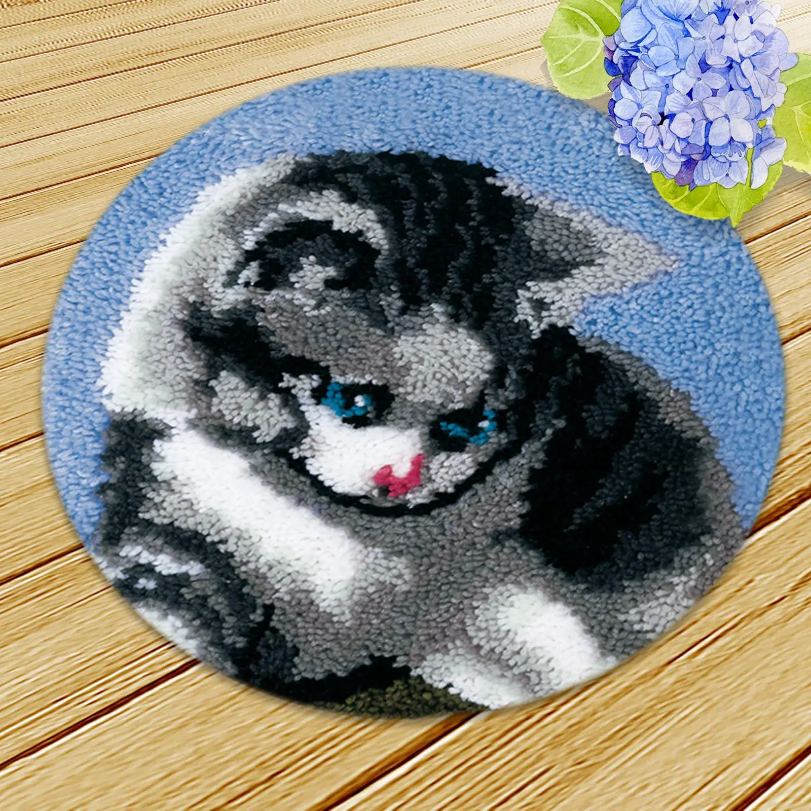 Cute Latch Hook Rug , Latch Hook s with Printed Canvas DIY Mat Needlework Yarn Cushion Embroidery Home Decor