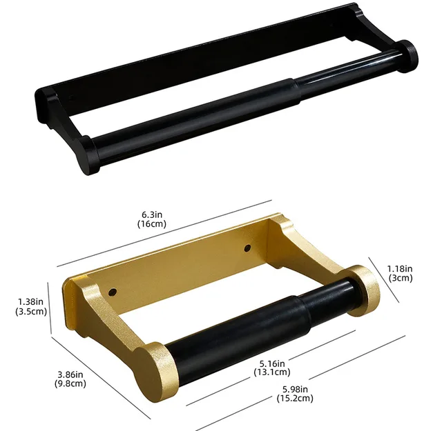 Space Aluminum Black And Gold Square Cabinet Kitchen Paper Towel Holder  Toilet Roll Holder Punch-Free Toilet Paper Holder