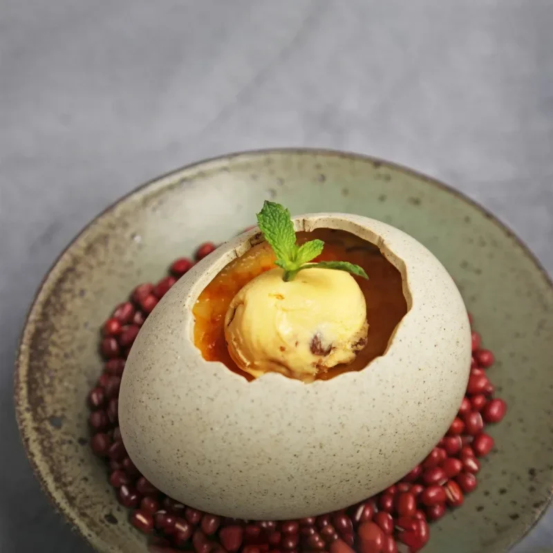 Bird's Nest Egg Ceramic Bowl Cold Drink Barbecue Creative Special Artistic Conception Dish Dessert Molecular Cuisine