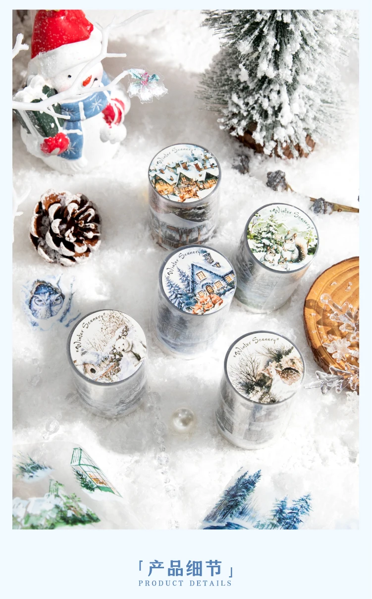 Journal GO 6X200cm Winter Schnee Szene PET Landschaftsbau Klebeband DIY Collage Junk Journal Scrapbooking Winter Masking Tape Aufkleber – Detail 3