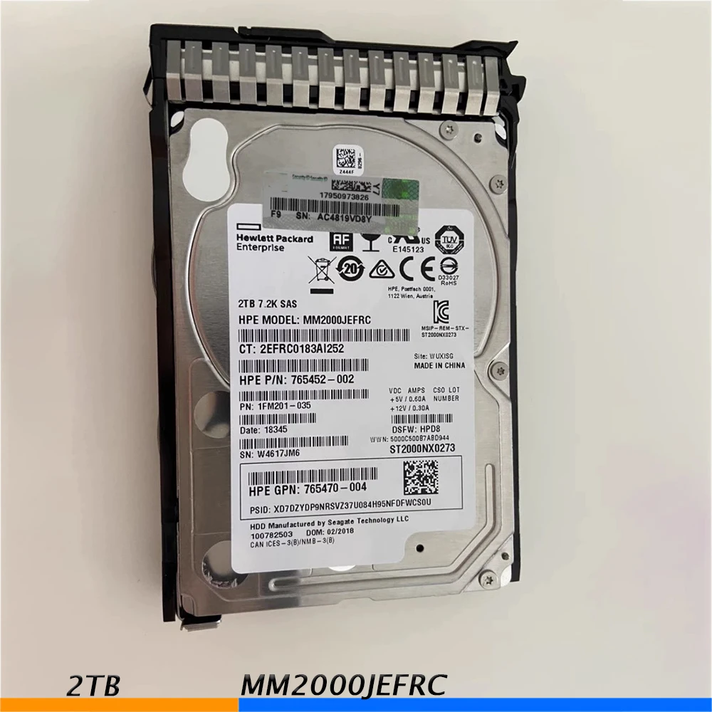 Per Hp 765466-B21 765873-001 2T Sas 12G 2.5 Mm2000Jefrc Hard Disk