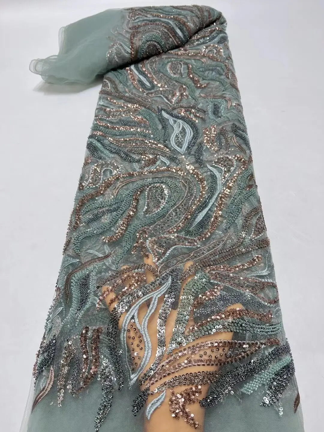 

New Design Evening Dresses Sewing African Wedding Party Beads and sequins Embroidery ZH-13026814 For Women Mesh Tulle Laces