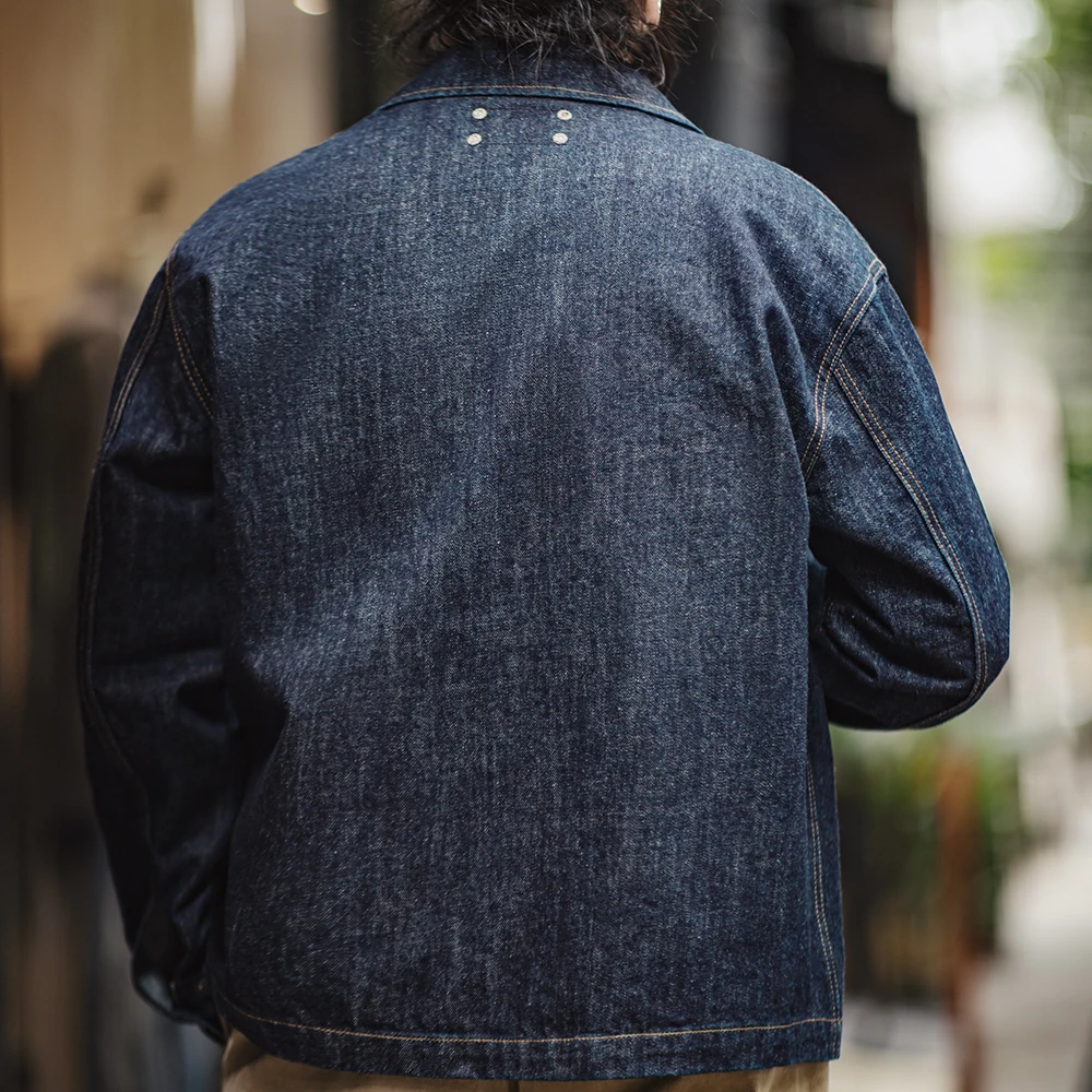 Maden Vintage 4-Pockets 14OZ Jacket for Men Stand Collar Denim Jacket Outwear Coat Version for Men's Spring Streetwear Coats 3