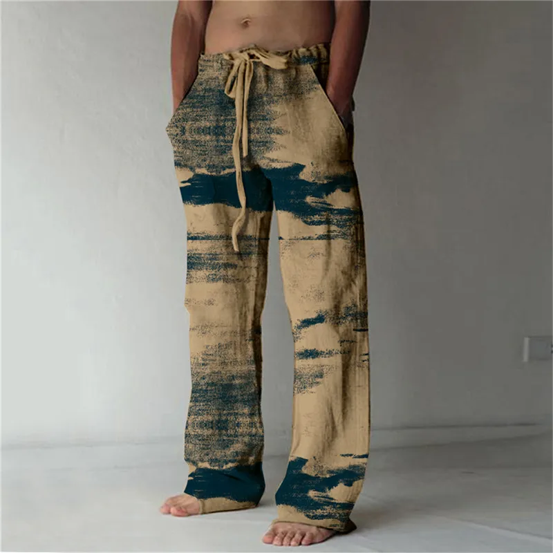 Hot Male 3D Printed Oversized Street Slacks Sports Pants Fashion Spring And Fall Pants Bubble Pants Beach Pants