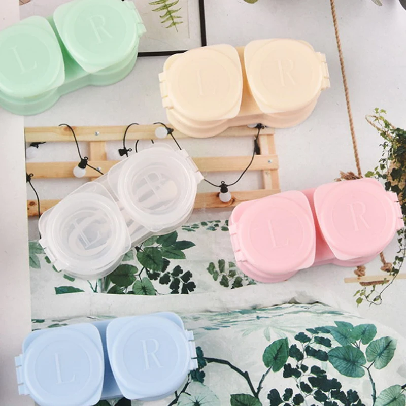 

Simple Style Macaron Color Portable Contact Lens Case Tweezers Suction Set Contact Lens Box For Women Travel Contact Lenses Case