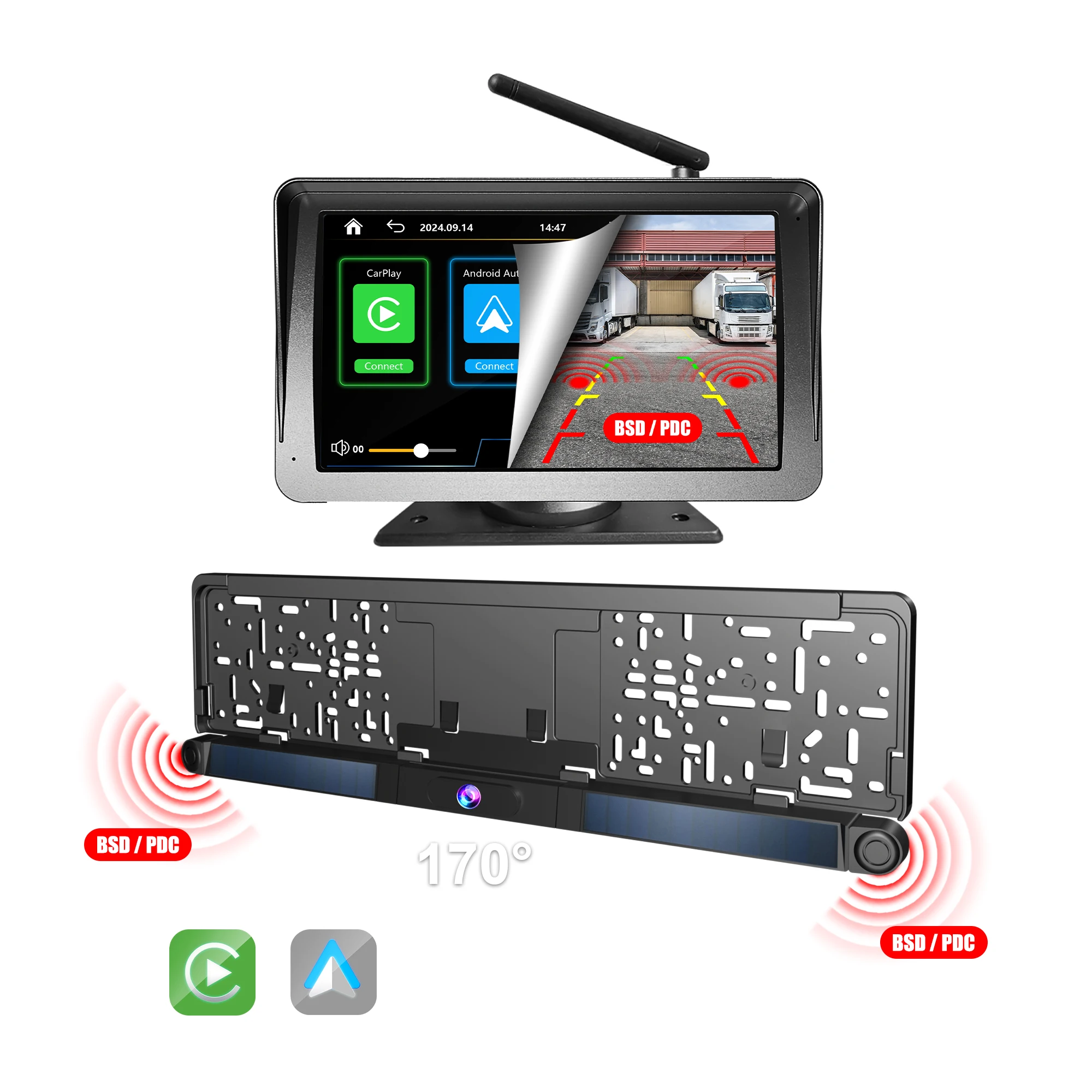 DIY Wireless Solar 720P Reversing Rear View Car Camera PDC Sensor with ...