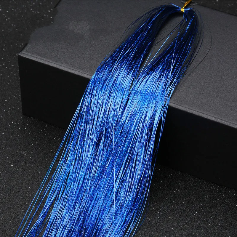 Sparkle Shiny Hair Tinsel Rainbow Silk Hair Extensions Dazzles Women Hippie for Braiding Headdress Long 100cm 120 Strands/bag 35