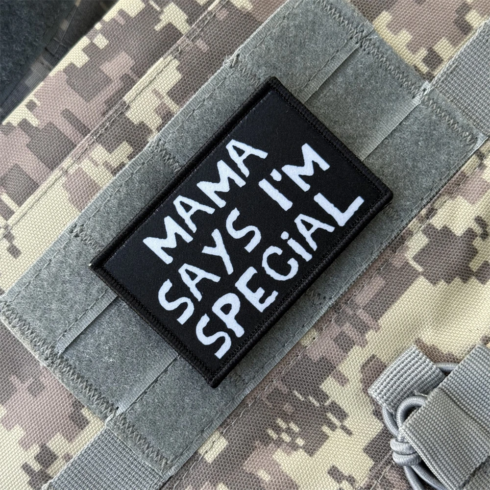 Mama sagt ich besonders lustiges Moralabzeichen-Aufnäher, Militär-Emblem, taktisch bedruckt, mit Klettverschluss, Kleidung, individuelle Rucksack-Aufkleber