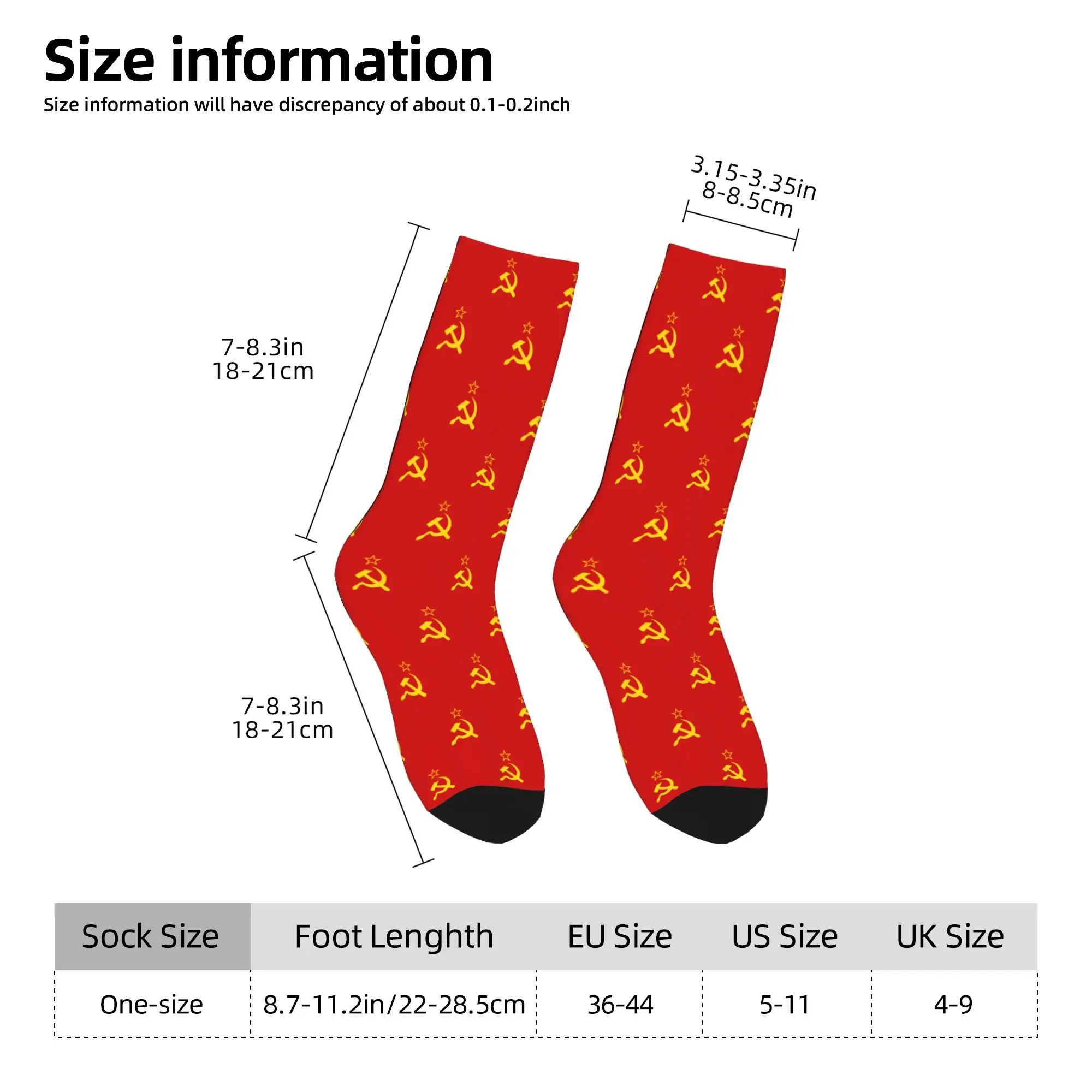 Retro Soviet Flag Crew Socks - Warm Fashionable Hammer and Sickle Design