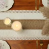 Boho Fall Table Runner Farmhouse Burlap Cotton Table Runner with Tassels Woven Macrame Home Living Room Table Decoration 3