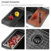 33" Black Stainless Steel Drop In Kitchen Sink with Workstation Quiet Operation Easy Clean Complete Set 6