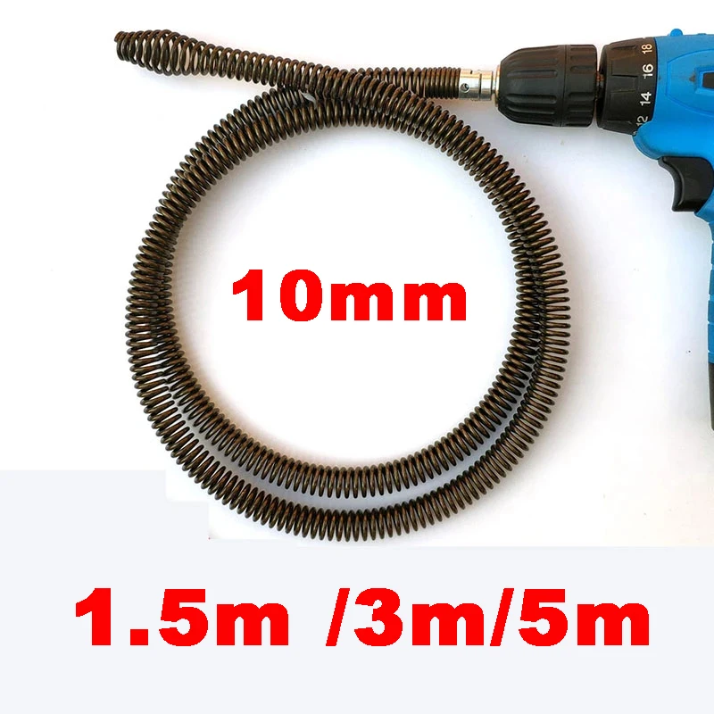 

1-5m Pipe Dredging Spring 10mm Drain Cleaner Sewer Sinks Basin Pipeline Clogged Remover Bathroom Kitchen Toilet Cleaning Tools