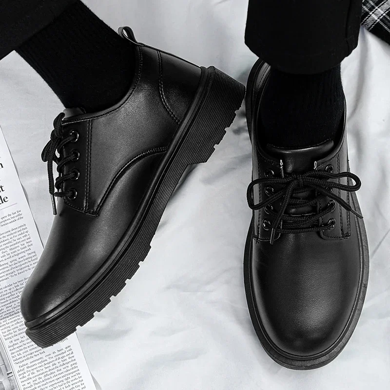 Leather Mens Casual Shoes Breathable Lace-Up Handmade Shoes Hot Sale Brand Classic Business Men Dress Shoes Flats Moccasins 2