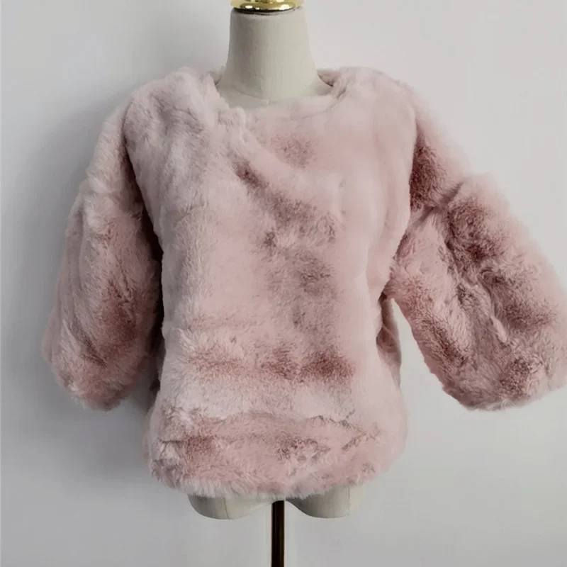 

2023 Korean Casual Long-sleeved Sweater Women Fashion Casual Furry Winter Clothes Faux Fur Coat Women Thick Warm Knit Sweater