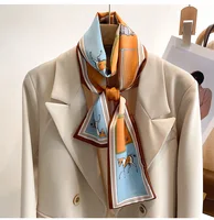 Fashion New Small Silk Scarf Women Tie Bag Headband Horse Printing Hairband Korean Style Neckerchief Ribbon Luxury Brand 1
