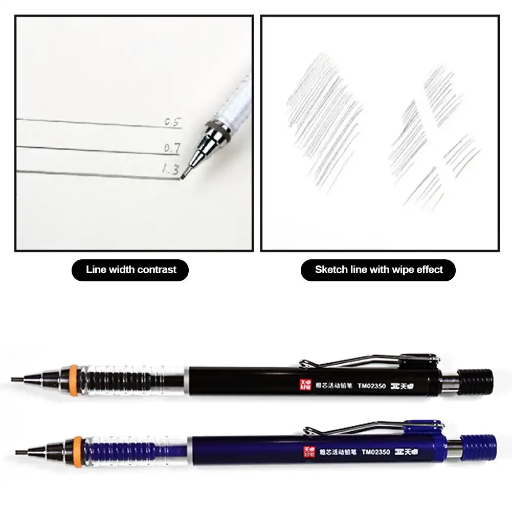 1.3mm Classic Machanical Pencil with Lead Set Plastic Automatic Pencil Writing Drawing Tools Stationery School Office Supplies 6